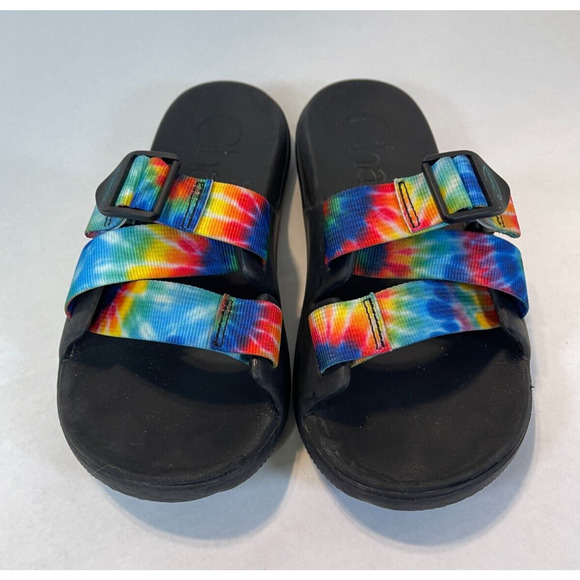CHACO Women's Chillos Size 7M Slide Sandal Dark Tie Dye - Picture 2 of 7